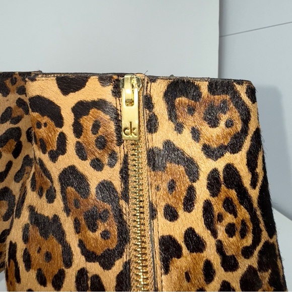 Calvin Klein women’s Martha Brown and Black leopard ankle Heeled Boots size 9 - Picture 3 of 15